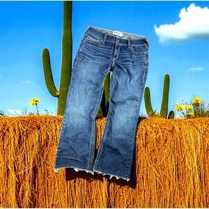 Ariat Real‎ Jeans Women 33L (36x31) Blue Mid Rise Boot Whipstitch Riding Ocean